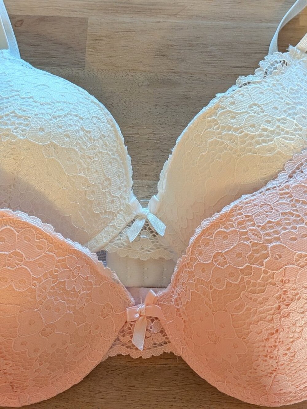 Like New, Laura Ashley 2-Pack Lace Push-Up Bras, Pink + White, Sz 36B